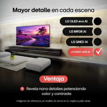 LG NANO 4K UHD AI NU85 con Nano Detail Enhancer muestra una imagen de pluma, impulsada por el procesador alpha AI que detecta texturas finas para mejorar el contraste y la profundidad y ofrecer una imagen 4K más clara y tridimensional.